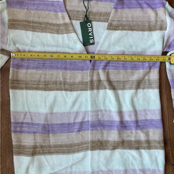 NWT Orvis Linen/Cotton Blend Striped Open Cardigan Women Sz L Purple Boho Casual - Picture 8 of 9